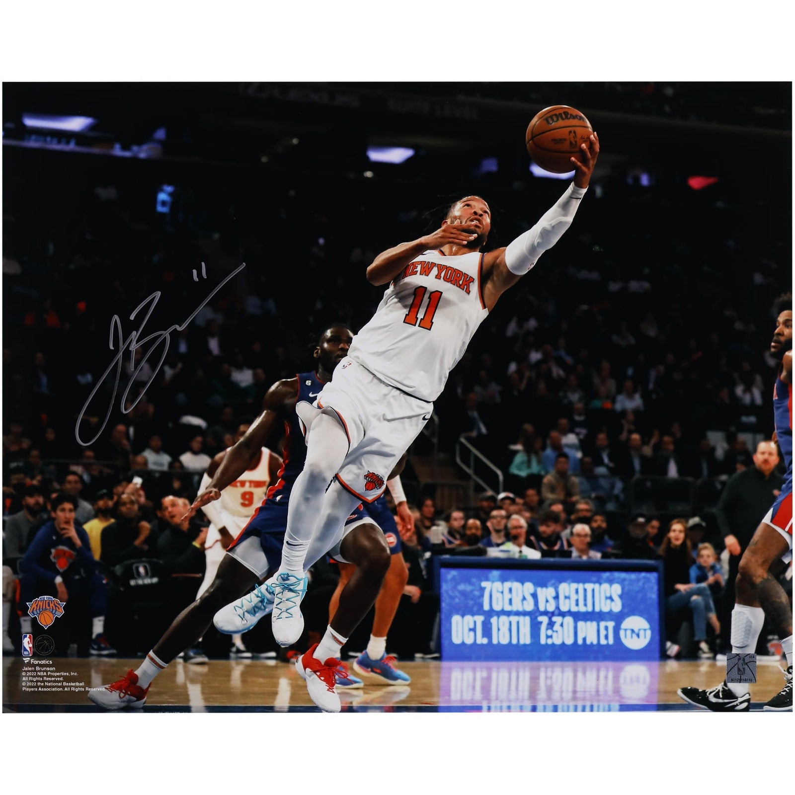 Jalen Brunson New York Knicks Autographed Fanatics Authentic 16" x 20" Layup in White Photograph - The Ballers Bank