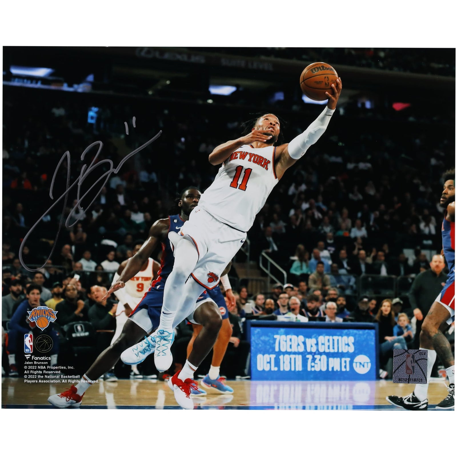 Jalen Brunson New York Knicks Autographed Fanatics Authentic 8" x 10" Layup in White Photograph - The Ballers Bank