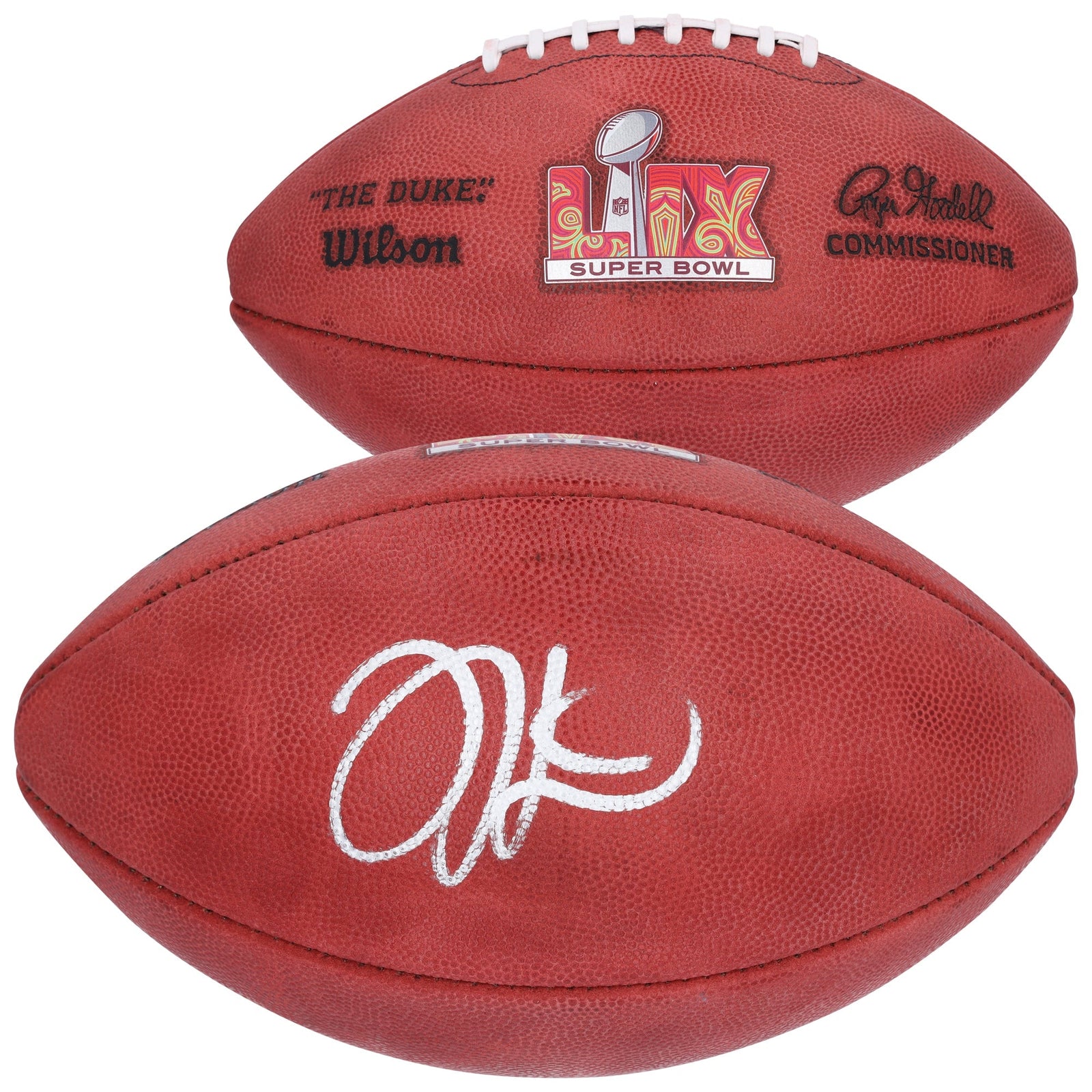 Jalen Hurts Philadelphia Eagles Autographed Fanatics Authentic Super Bowl LIX Wilson Duke Football - The Ballers Bank