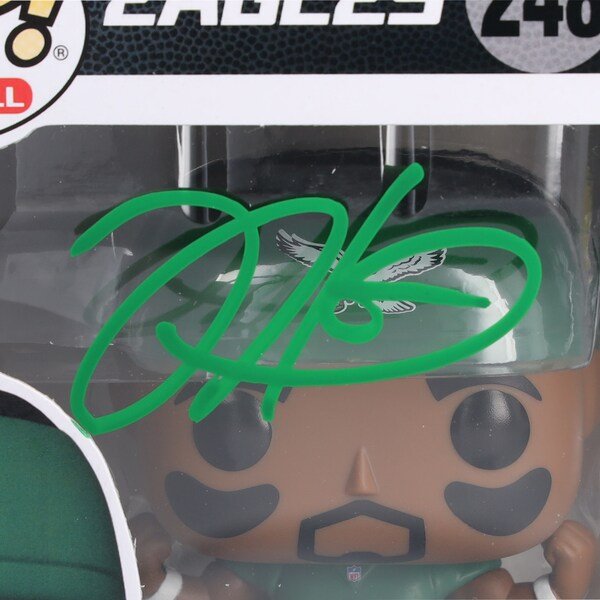 Jalen Hurts Philadelphia Eagles Autographed Fanatics Authentic Throwback Kelly Green Funko Pop! Vinyl Figurine - The Ballers Bank
