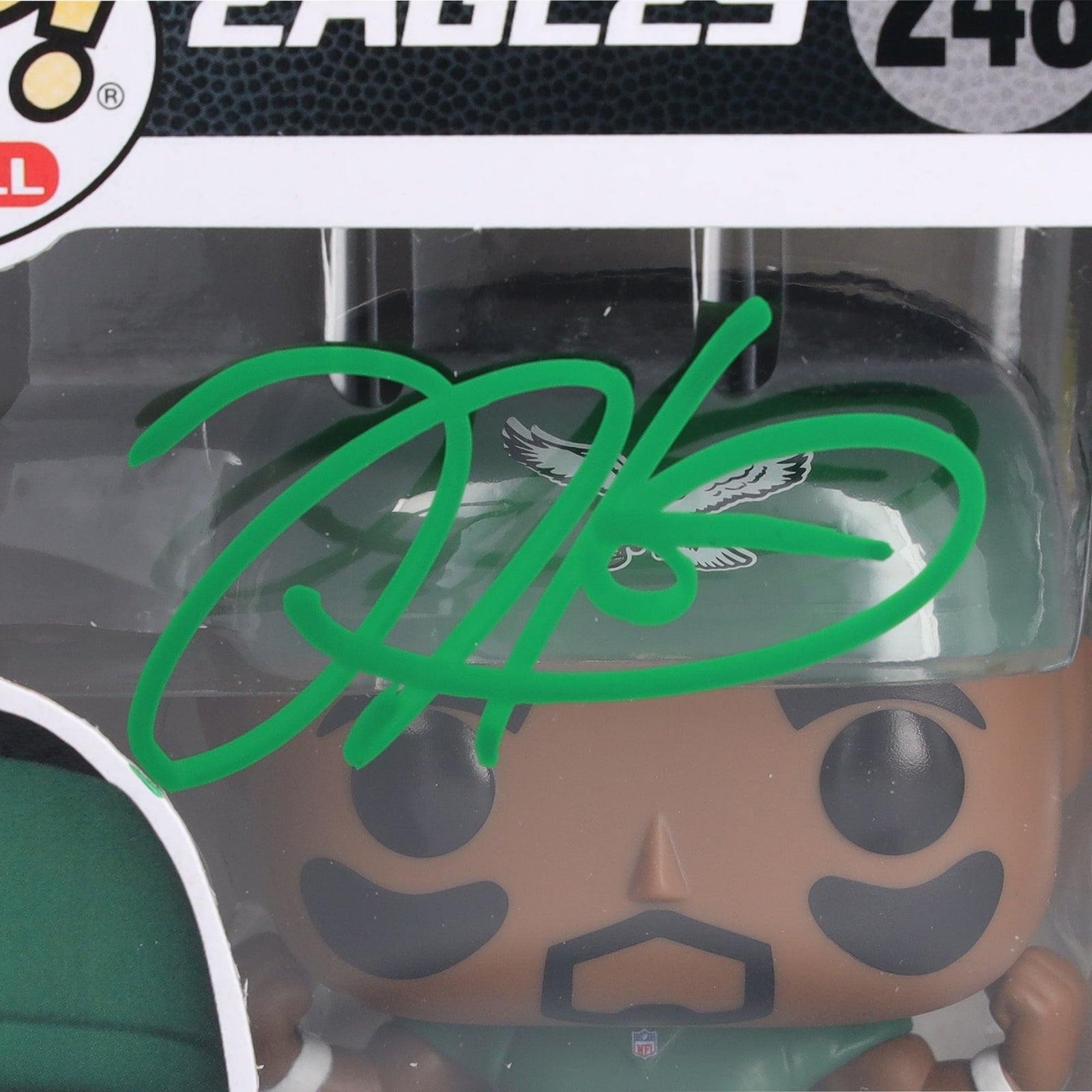 Jalen Hurts Philadelphia Eagles Autographed Fanatics Authentic Throwback Kelly Green Funko Pop! Vinyl Figurine - The Ballers Bank