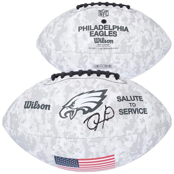 Jalen Hurts Philadelphia Eagles Autographed Fanatics Authentic Wilson 2024 Salute To Service Football - The Ballers Bank