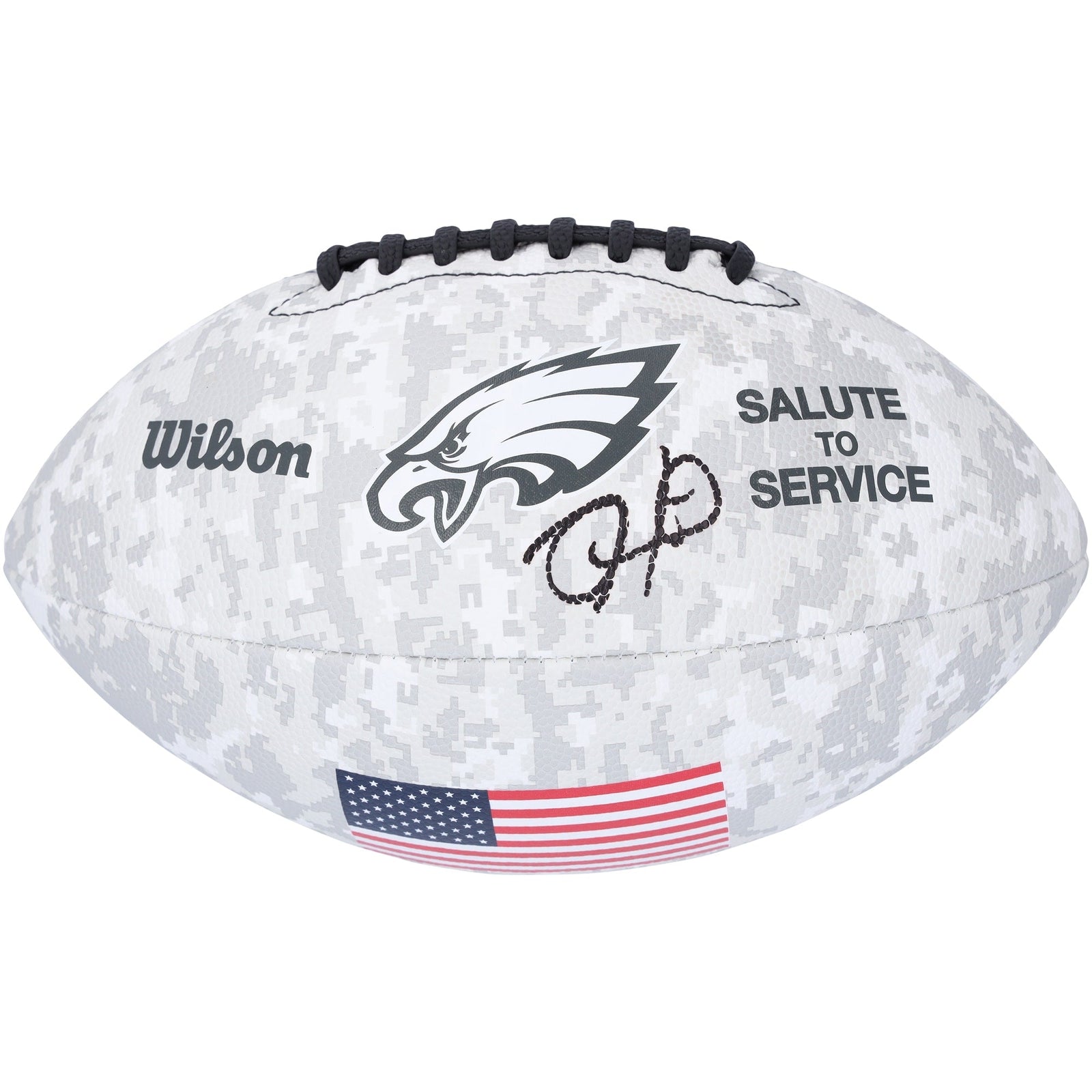 Jalen Hurts Philadelphia Eagles Autographed Fanatics Authentic Wilson 2024 Salute To Service Football - The Ballers Bank