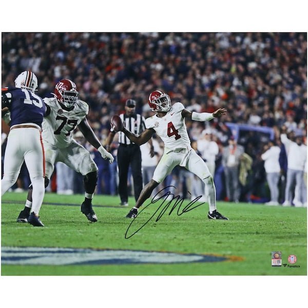 Jalen Milroe Alabama Crimson Tide Autographed Fanatics Authentic 16" x 20" 4th and 31 Throwing Photograph - The Ballers Bank