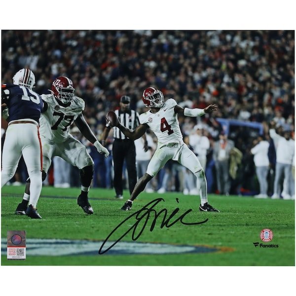 Jalen Milroe Alabama Crimson Tide Autographed Fanatics Authentic 8" x 10" 4th and 31 Throwing Photograph - The Ballers Bank