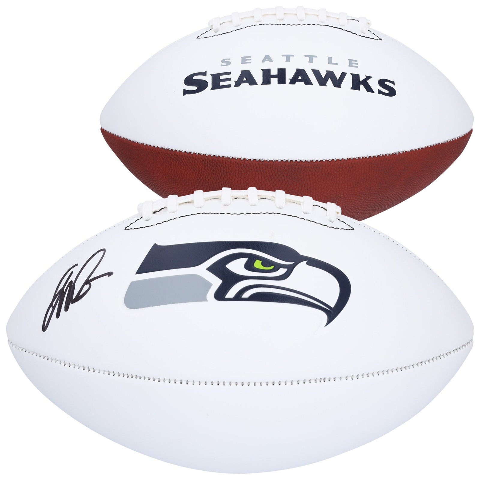 Jalen Milroe Seattle Seahawks Autographed Fanatics Authentic Franklin White Panel Football - The Ballers Bank