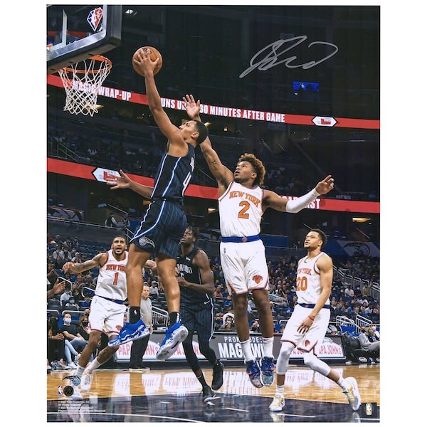 Jalen Suggs Orlando Magic Fanatics Authentic Autographed 16'' x 20'' Black Jersey Layup Photograph - The Ballers Bank