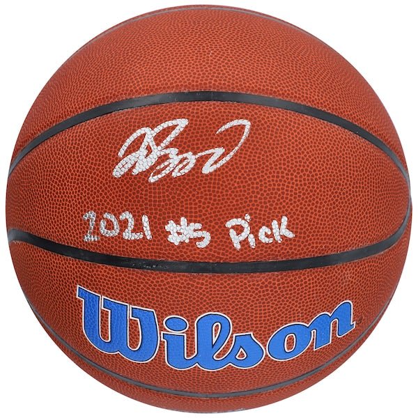 Jalen Suggs Orlando Magic Fanatics Authentic Autographed Wilson Team Logo Basketball with "2021 5 Pick" Inscription - The Ballers Bank