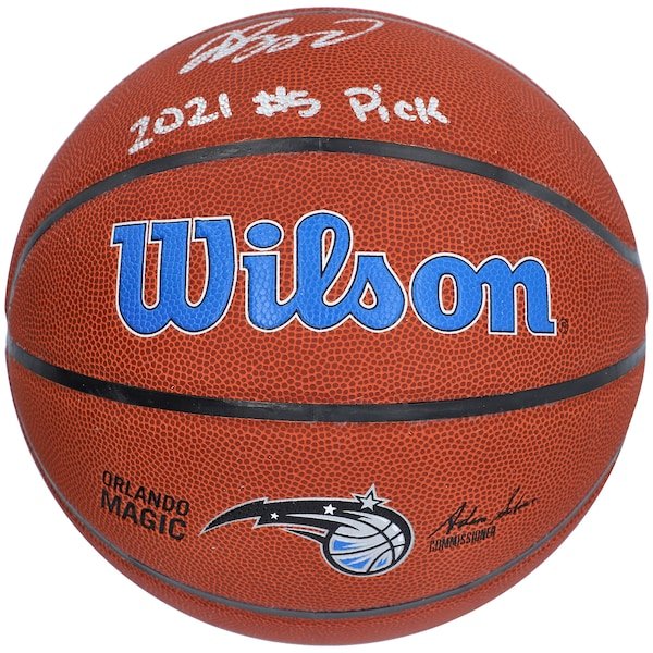 Jalen Suggs Orlando Magic Fanatics Authentic Autographed Wilson Team Logo Basketball with "2021 5 Pick" Inscription - The Ballers Bank