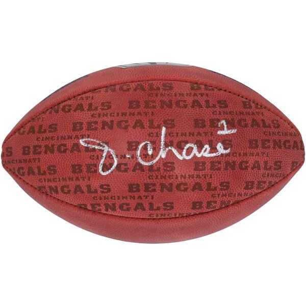 Ja'Marr Chase Cincinnati Bengals Autographed Fanatics Authentic Duke Showcase Football - The Ballers Bank