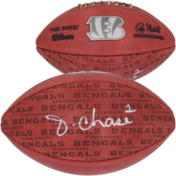 Ja'Marr Chase Cincinnati Bengals Autographed Fanatics Authentic Duke Showcase Football - The Ballers Bank