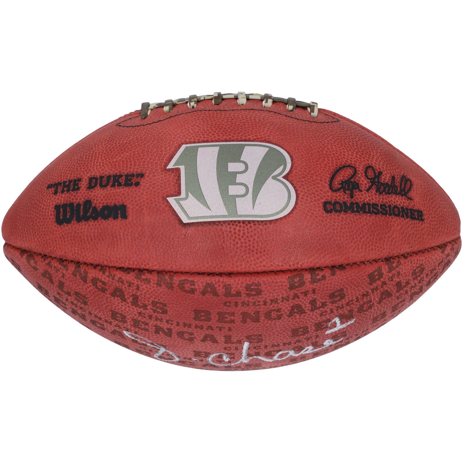 Ja'Marr Chase Cincinnati Bengals Autographed Fanatics Authentic Duke Showcase Football - The Ballers Bank