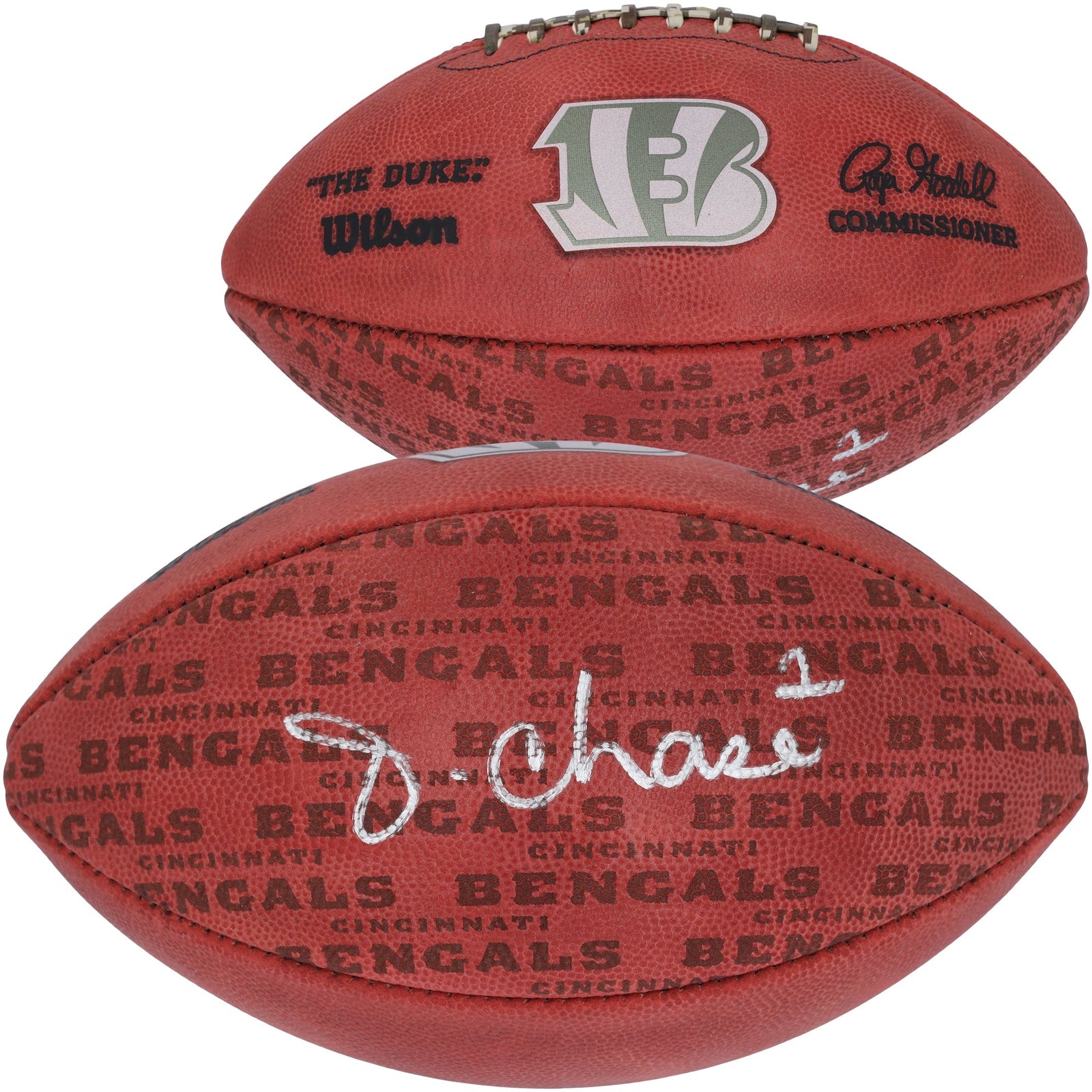 Ja'Marr Chase Cincinnati Bengals Autographed Fanatics Authentic Duke Showcase Football - The Ballers Bank