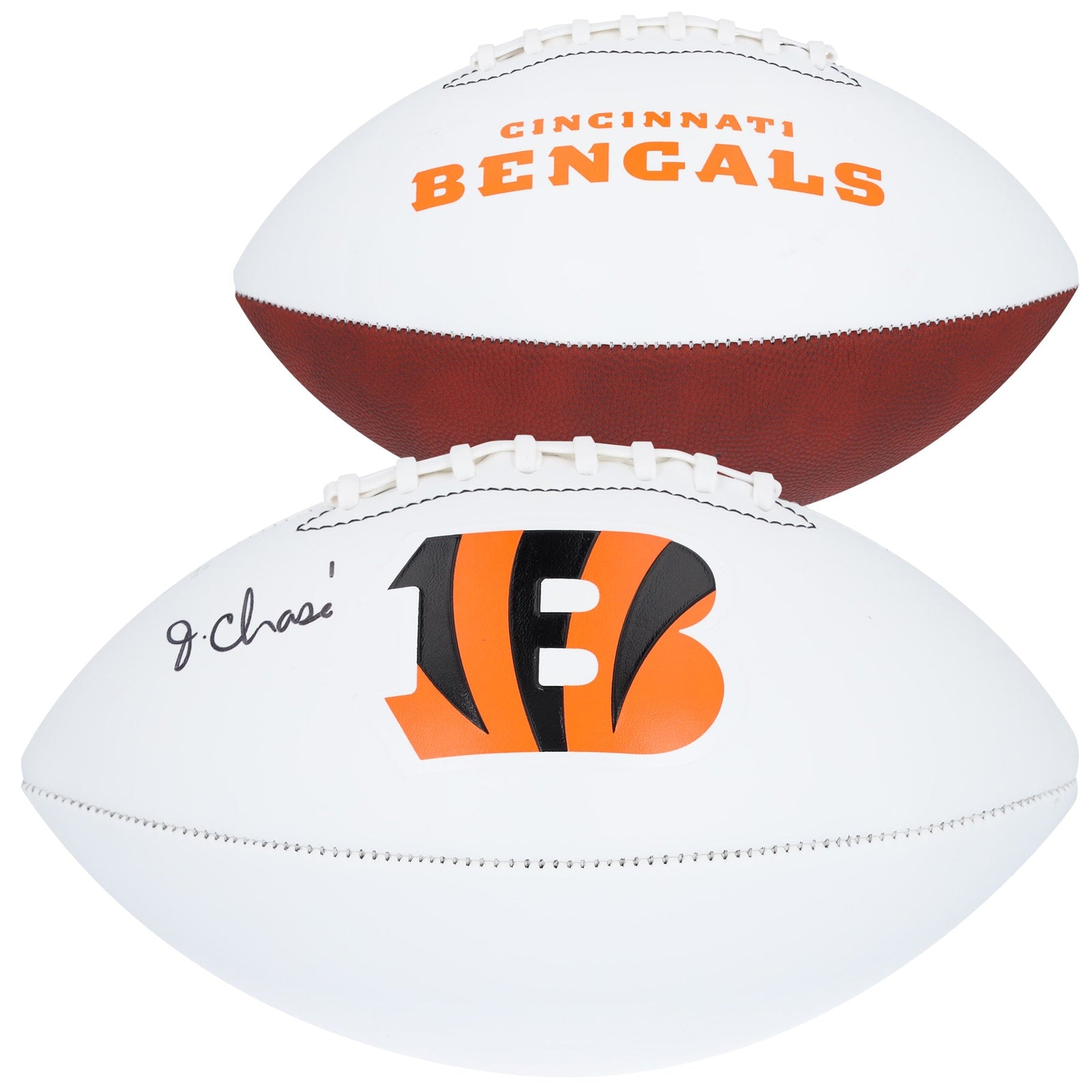 Ja'Marr Chase Cincinnati Bengals Autographed Fanatics Authentic Franklin White Panel Football - The Ballers Bank