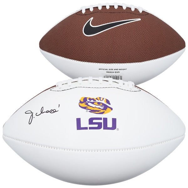 Ja'Marr Chase LSU Tigers Autographed Fanatics Authentic Nike White Panel Football - The Ballers Bank