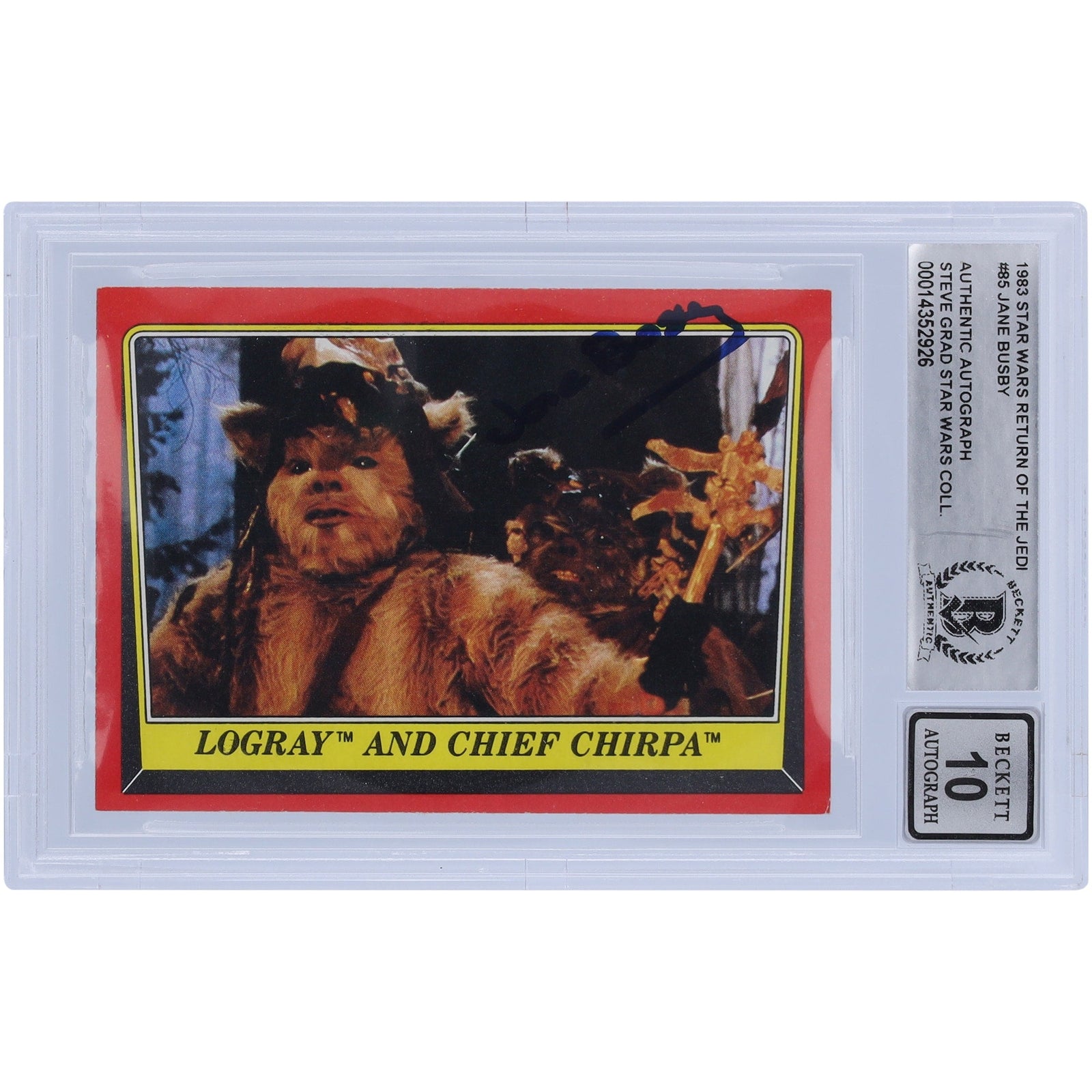 Jane Busby Star Wars Autographed 1983 Topps Return of the Jedi 85 BGS Authenticated 10 Card - The Ballers Bank