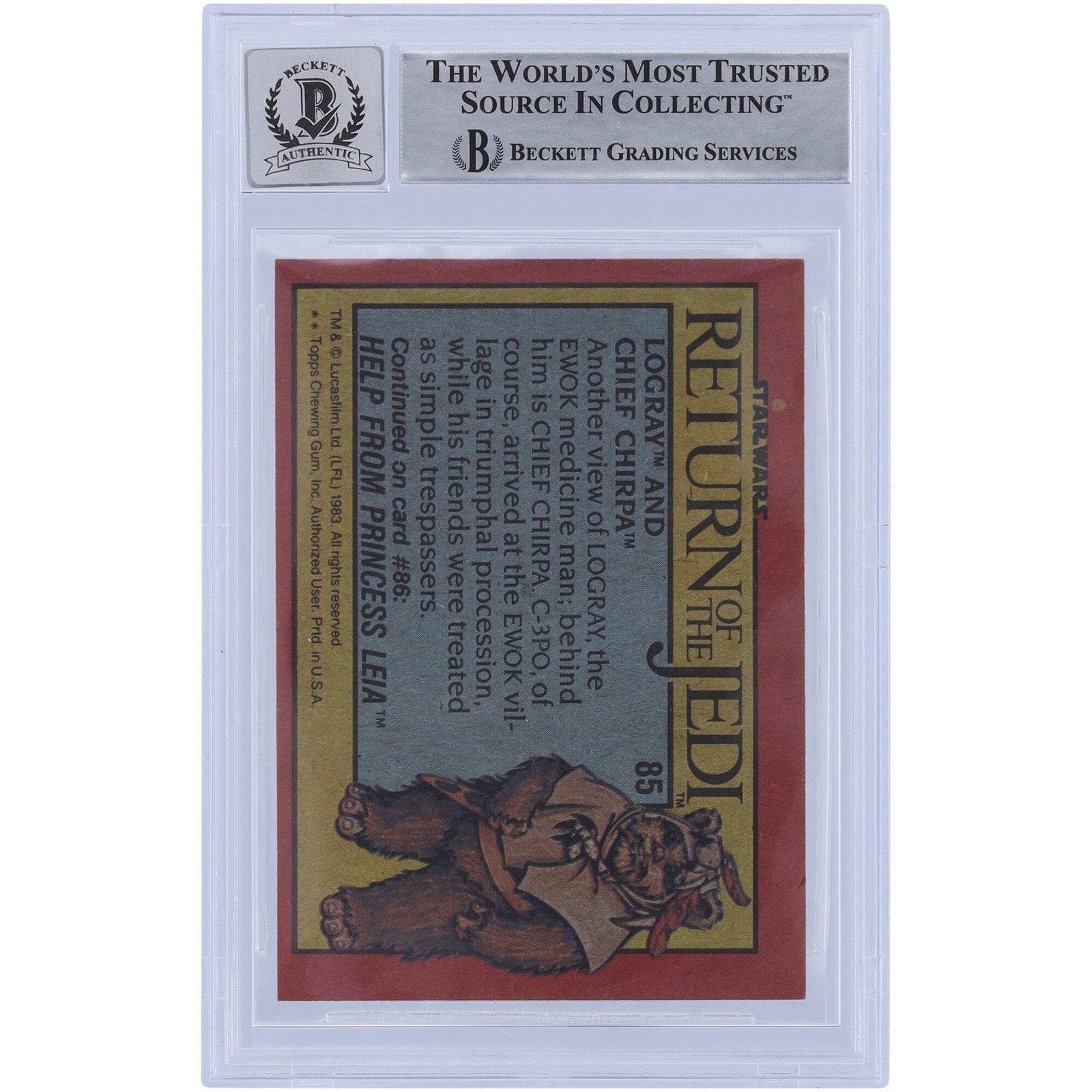 Jane Busby Star Wars Autographed 1983 Topps Return of the Jedi 85 BGS Authenticated 10 Card - The Ballers Bank