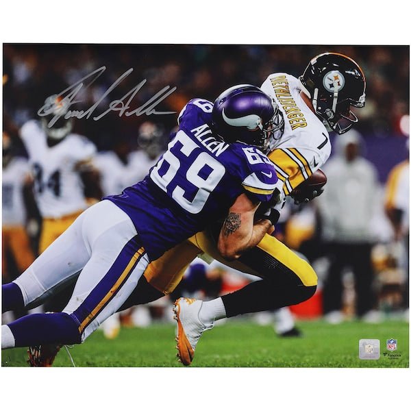 Jared Allen Minnesota Vikings Autographed Fanatics Authentic 16" x 20" Sacking Ben Roethlisberger Photograph - The Ballers Bank