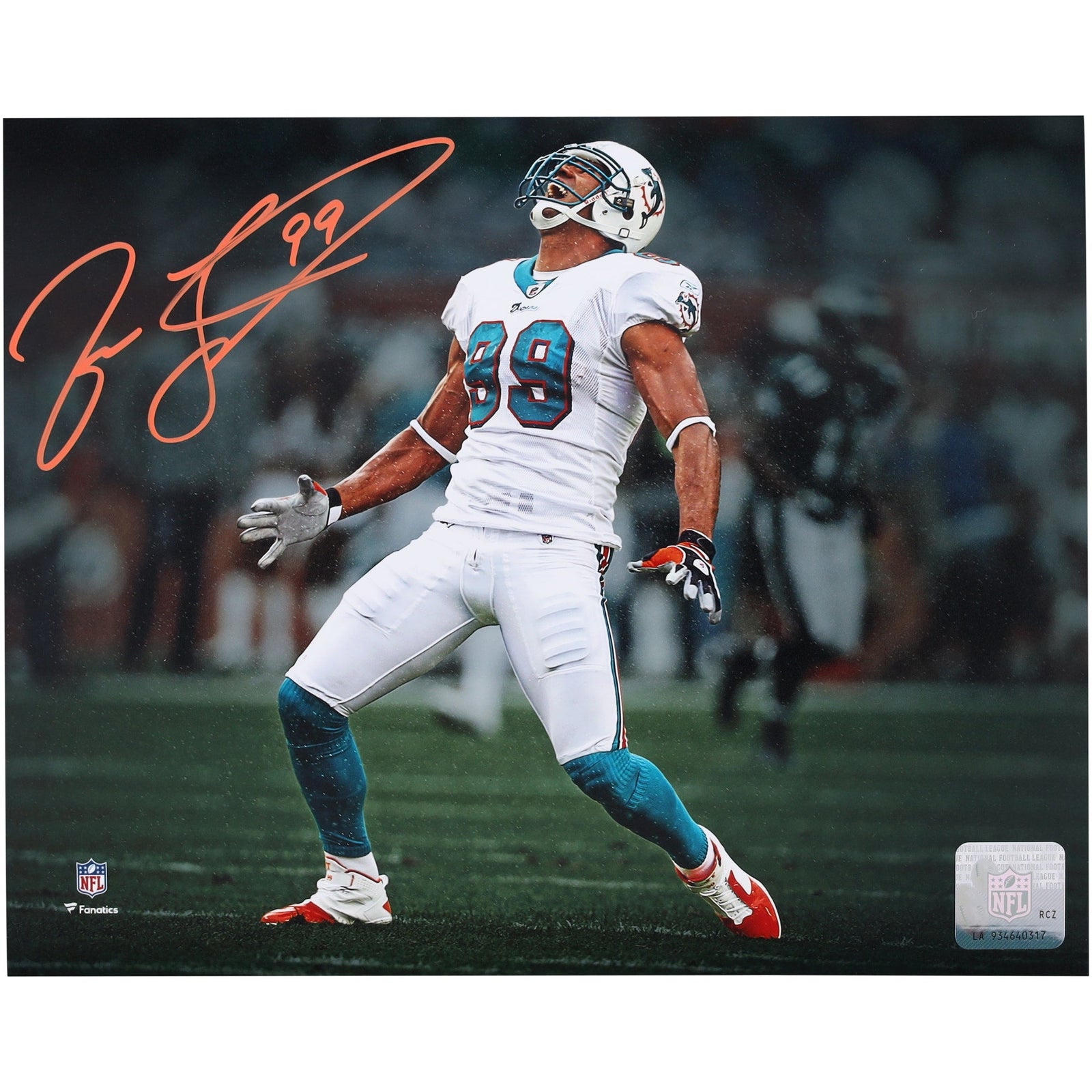 Jason Taylor Miami Dolphins Autographed Fanatics Authentic 8" x 10" Scream Spotlight Photograph - The Ballers Bank