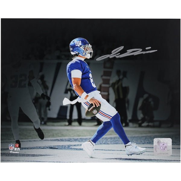 Jaxson Dart New York Giants Autographed Fanatics Authentic 8" x 10" Touchdown Spotlight Photograph - The Ballers Bank
