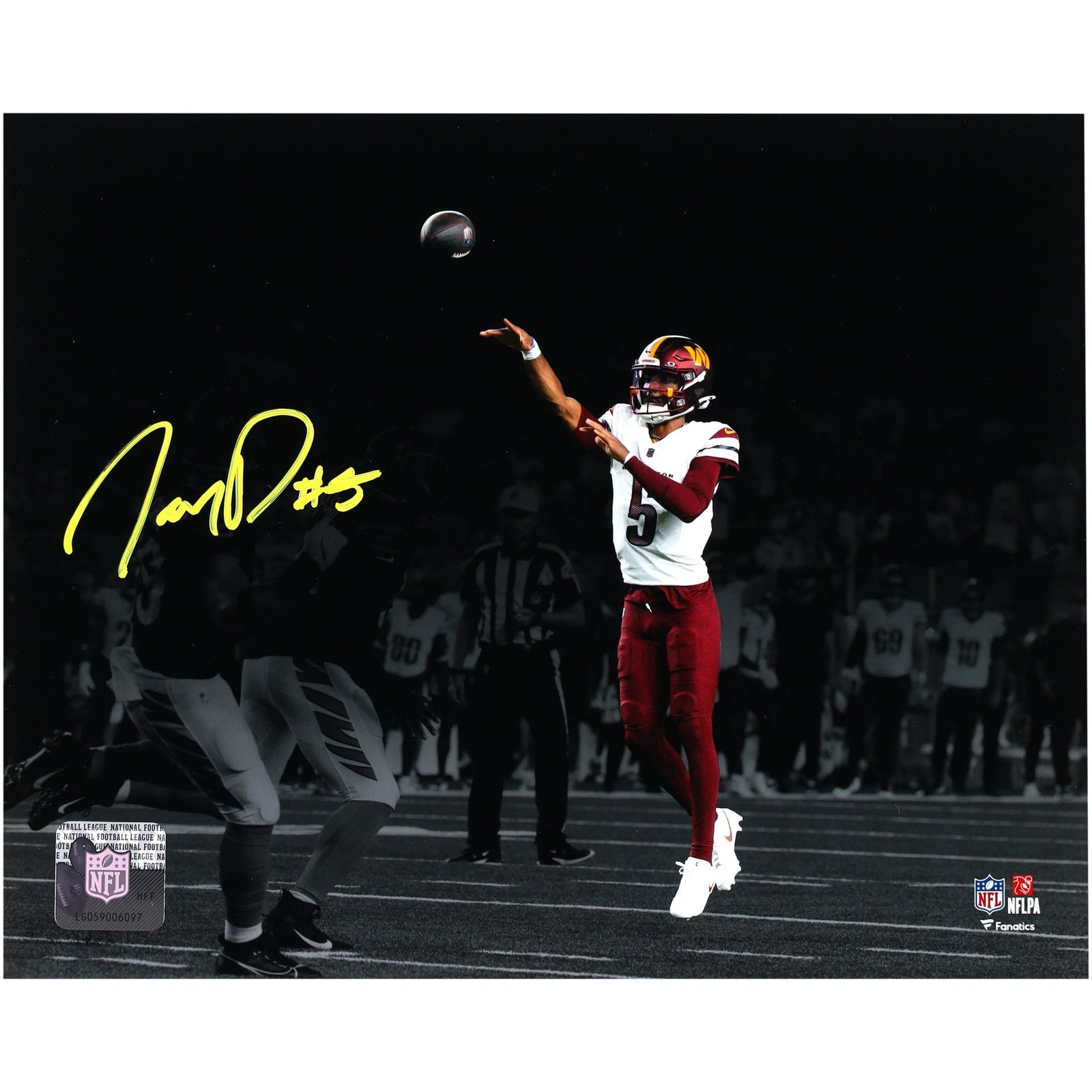 Jayden Daniels Washington Commanders Autographed Fanatics Authentic 8" x 10" Throwing Spotlight Photograph - The Ballers Bank