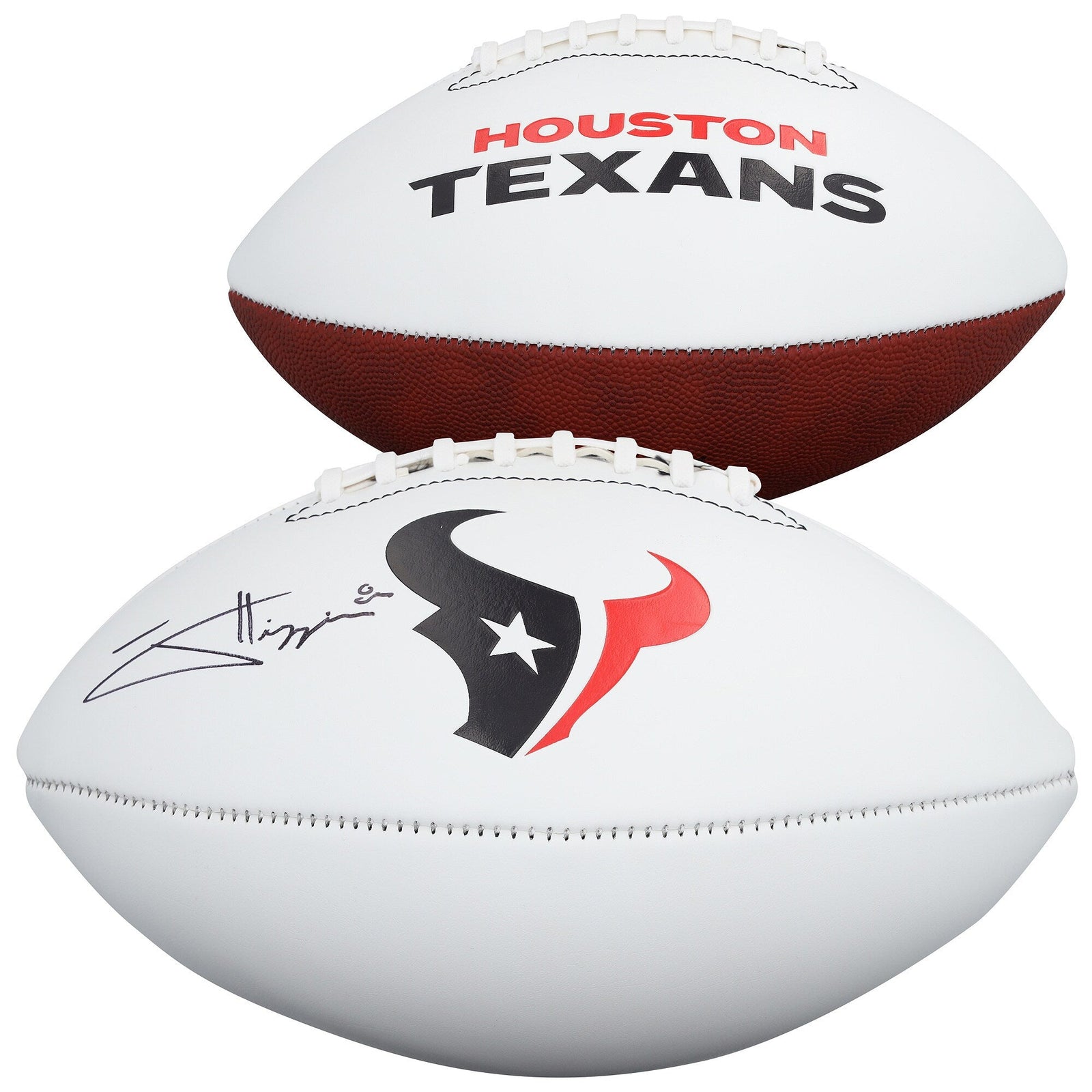 Jayden Higgins Houston Texans Autographed Fanatics Authentic Franklin White Panel Football - The Ballers Bank