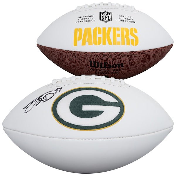 Jayden Reed Green Bay Packers Autographed Fanatics Authentic Wilson White Panel Football - The Ballers Bank