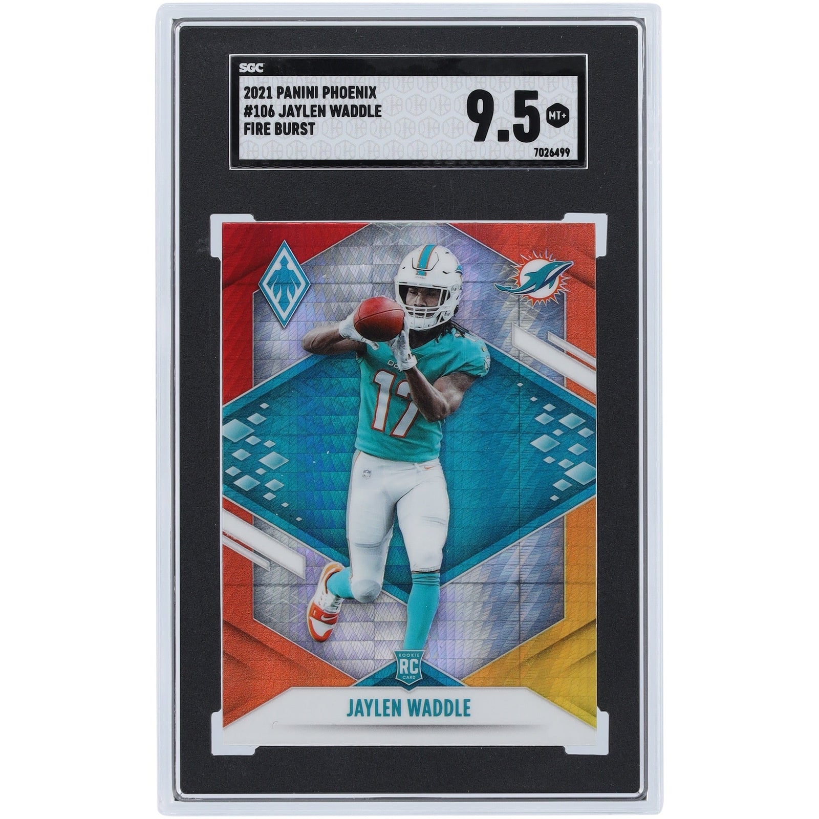 Jaylen Waddle Miami Dolphins 2021 Panini Phoenix Fire Burst 106 SGC Authenticated 9.5 Rookie Card - The Ballers Bank
