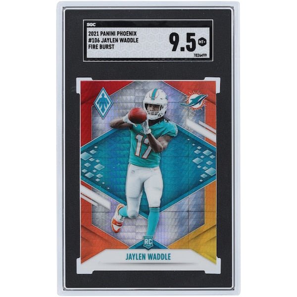Jaylen Waddle Miami Dolphins 2021 Panini Phoenix Fire Burst 106 SGC Authenticated 9.5 Rookie Card - The Ballers Bank