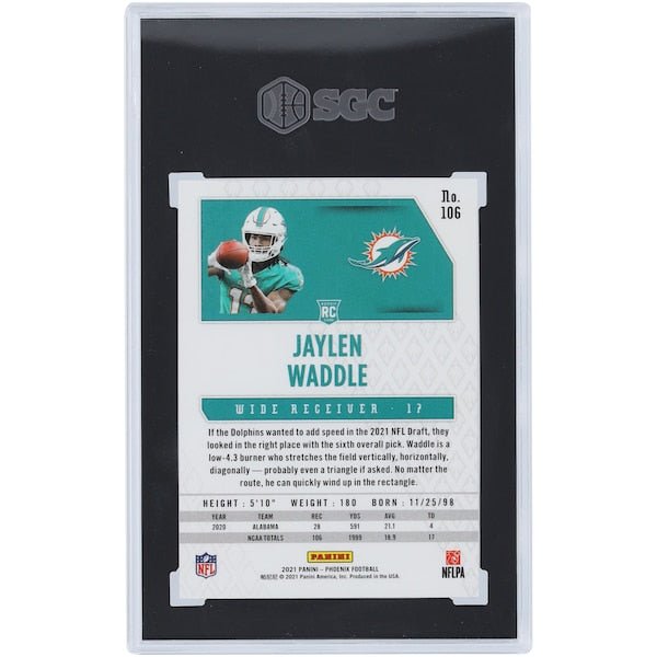 Jaylen Waddle Miami Dolphins 2021 Panini Phoenix Fire Burst 106 SGC Authenticated 9.5 Rookie Card - The Ballers Bank