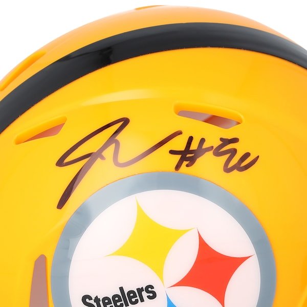 Jaylen Warren Pittsburgh Steelers Autographed Fanatics Authentic Riddell Gold Throwback Speed Mini Helmet - The Ballers Bank