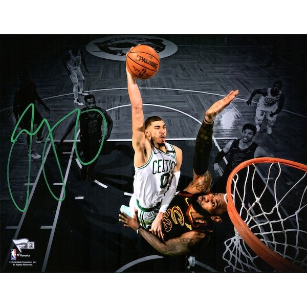 Jayson Tatum Boston Celtics Fanatics Authentic Autographed 11'' x 14'' Dunking Spotlight Photograph - The Ballers Bank
