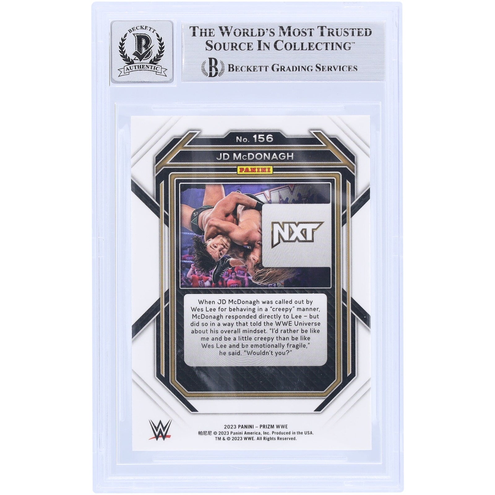 JD McDonagh WWE Autographed 2023 Panini Prizm 156 Beckett Fanatics Witnessed Authenticated 10 Card - The Ballers Bank