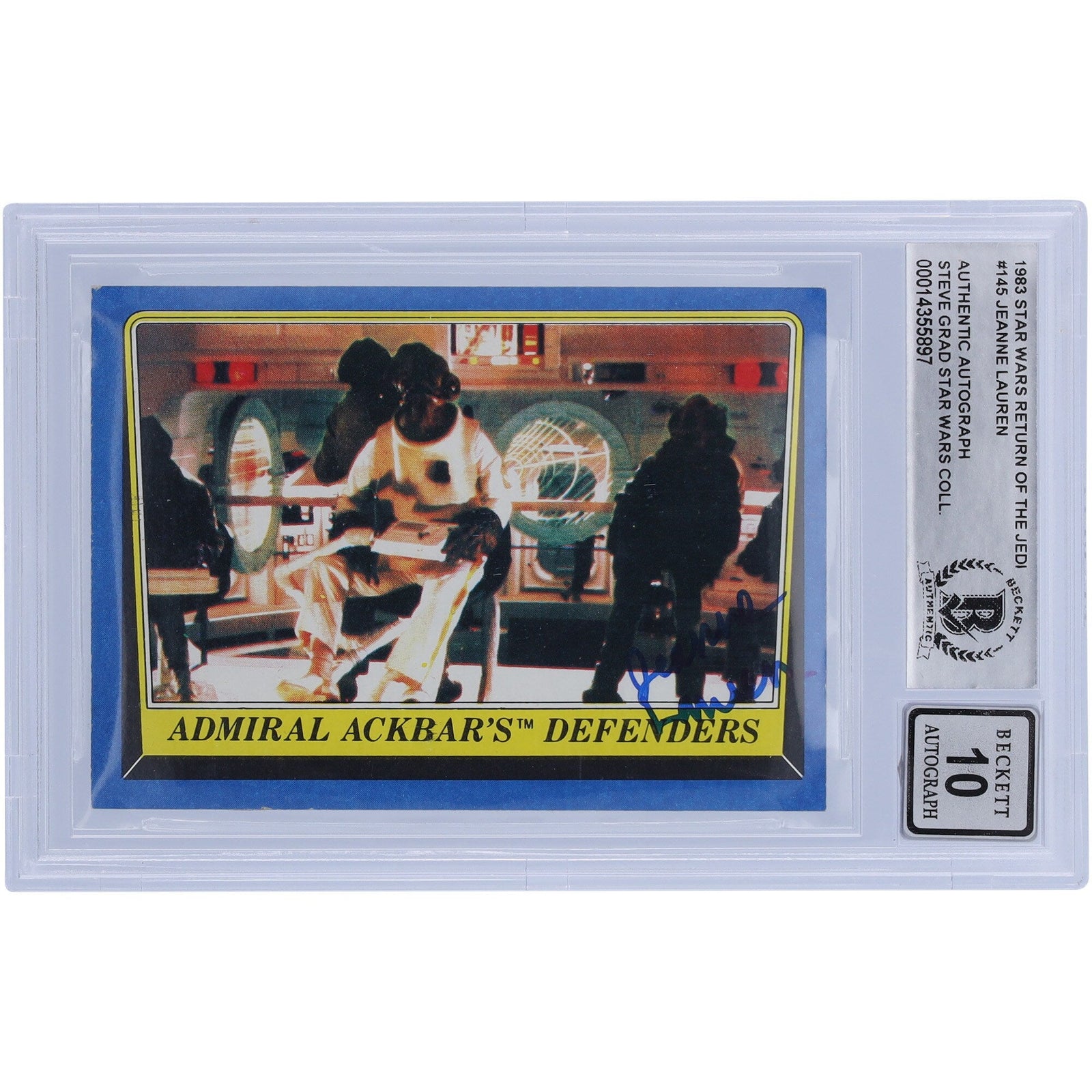 Jeanne Lauren Star Wars Autographed 1983 Topps Return of the Jedi 145 BGS Authenticated 10 Card - The Ballers Bank