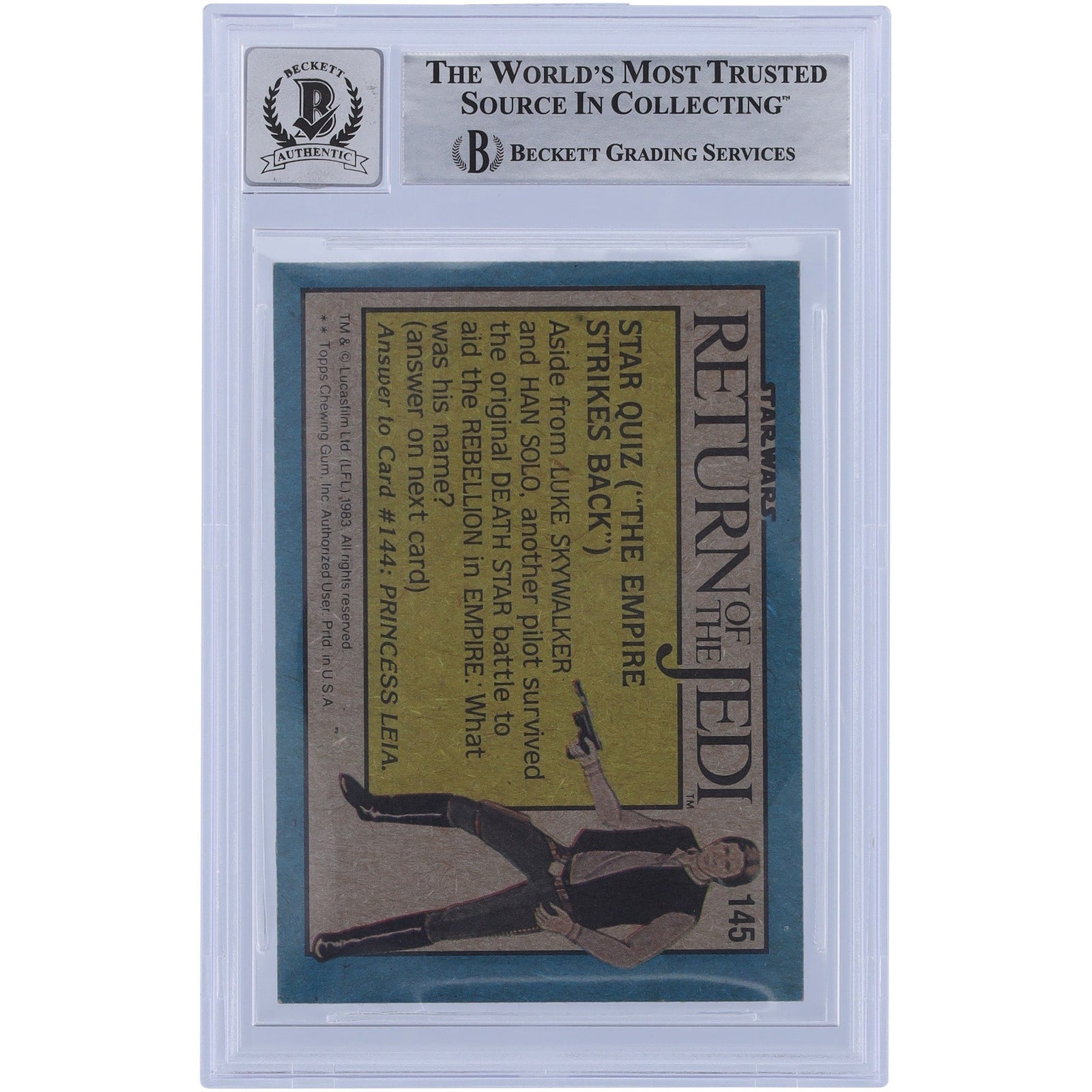 Jeanne Lauren Star Wars Autographed 1983 Topps Return of the Jedi 145 BGS Authenticated 10 Card - The Ballers Bank