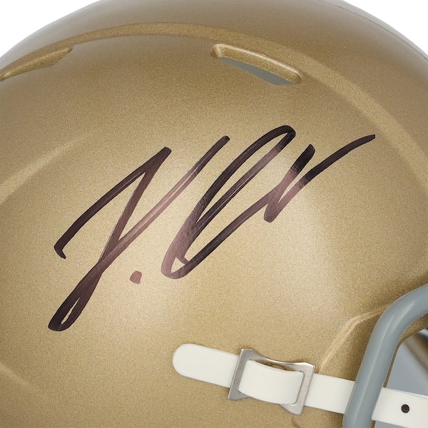 Jeremiyah Love Notre Dame Fighting Irish Autographed Fanatics Authentic Riddell Speed Mini Helmet - The Ballers Bank