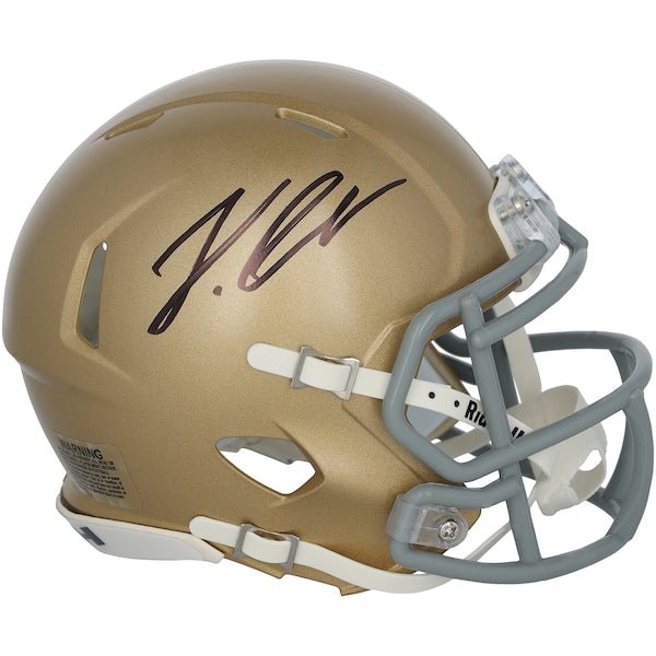 Jeremiyah Love Notre Dame Fighting Irish Autographed Fanatics Authentic Riddell Speed Mini Helmet - The Ballers Bank