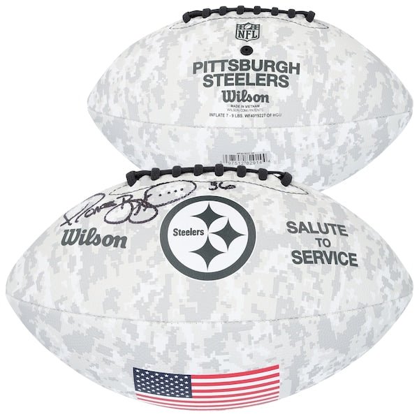 Jerome Bettis Pittsburgh Steelers Autographed Fanatics Authentic 2024 Salute To Service Wilson Football - The Ballers Bank