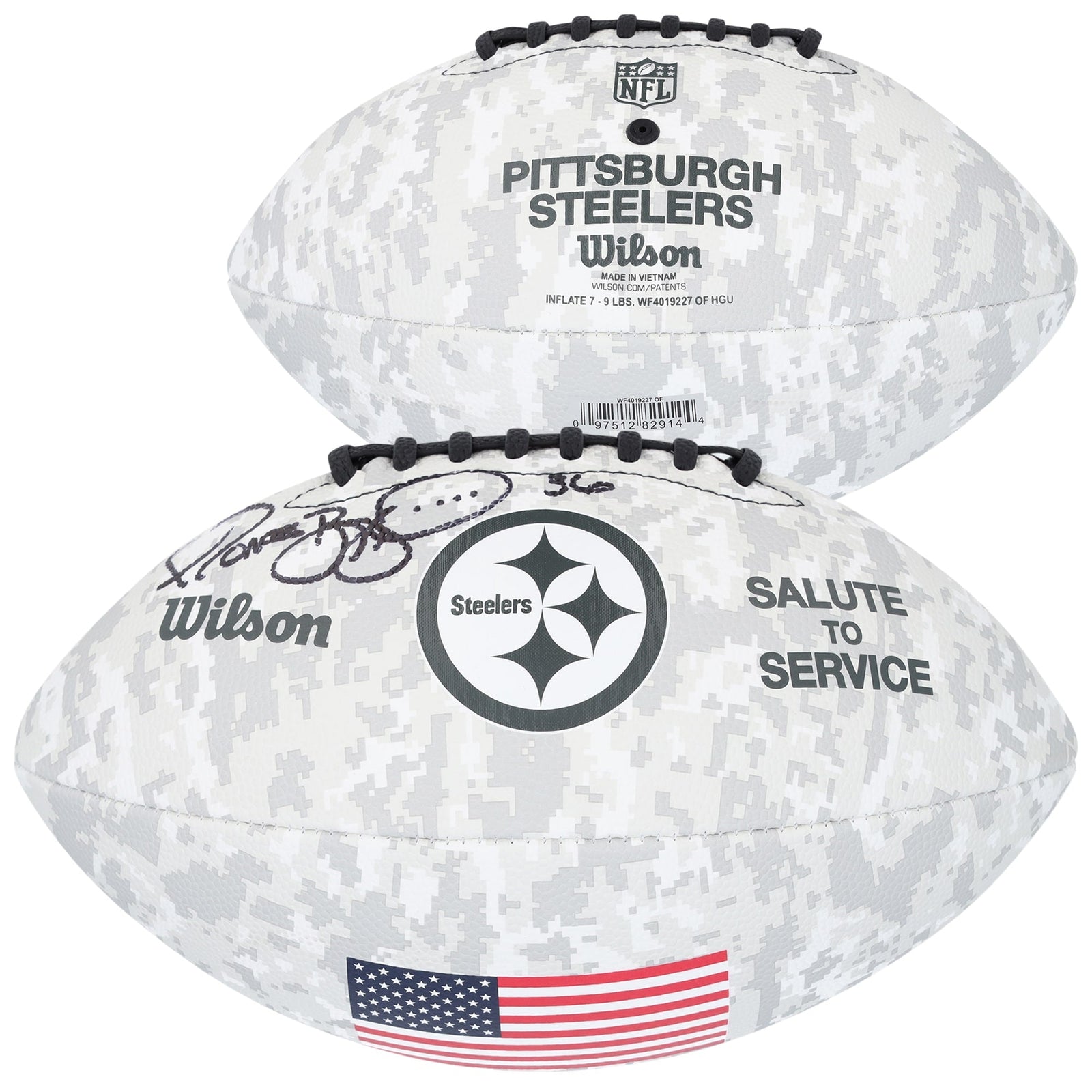 Jerome Bettis Pittsburgh Steelers Autographed Fanatics Authentic 2024 Salute To Service Wilson Football - The Ballers Bank
