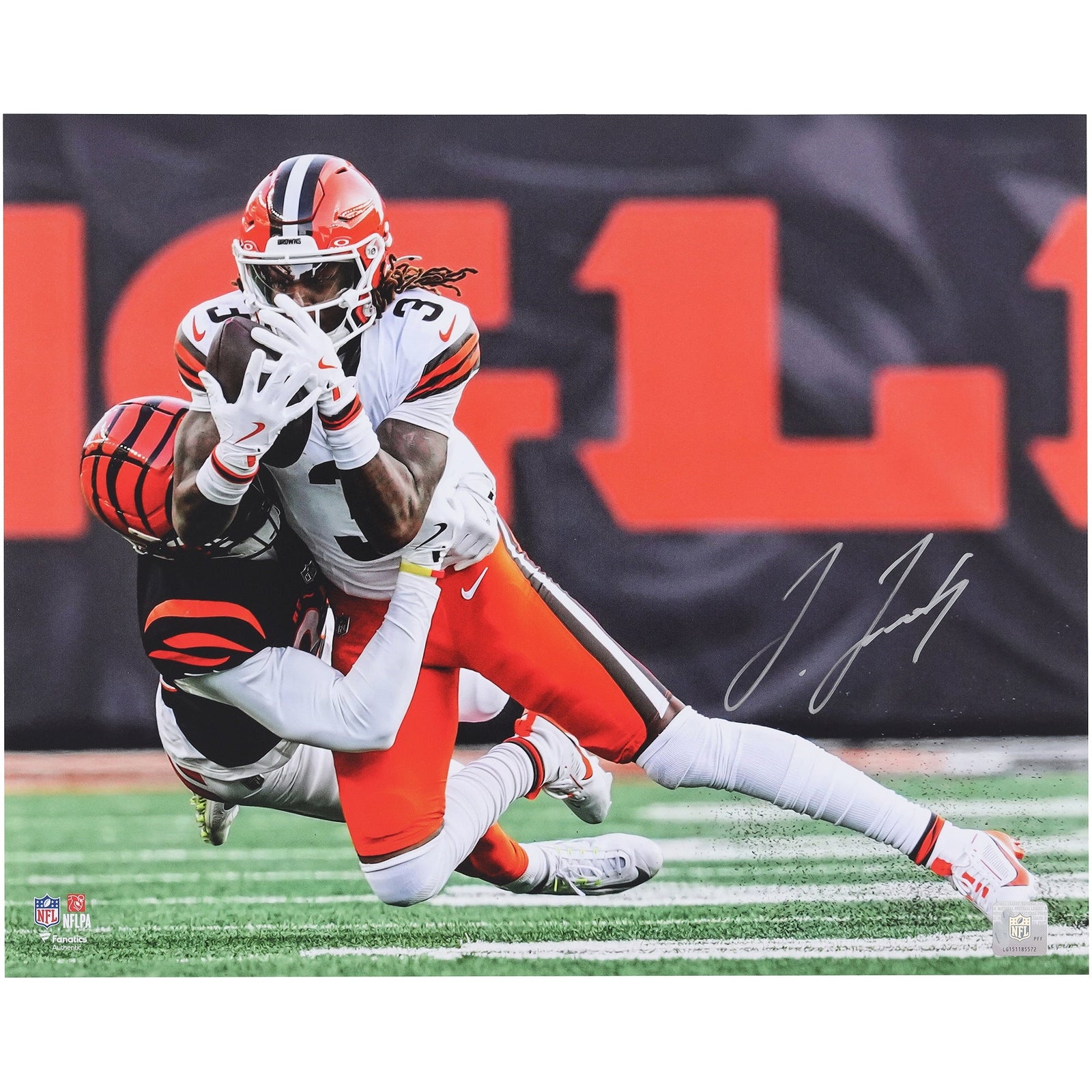 Jerry Jeudy Cleveland Browns Autographed Fanatics Authentic 16" x 20" Diving Catch Photograph - The Ballers Bank