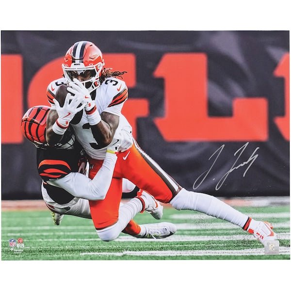 Jerry Jeudy Cleveland Browns Autographed Fanatics Authentic 16" x 20" Diving Catch Photograph - The Ballers Bank