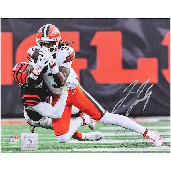 Jerry Jeudy Cleveland Browns Autographed Fanatics Authentic 8" x 10" Diving Catch Photograph - The Ballers Bank
