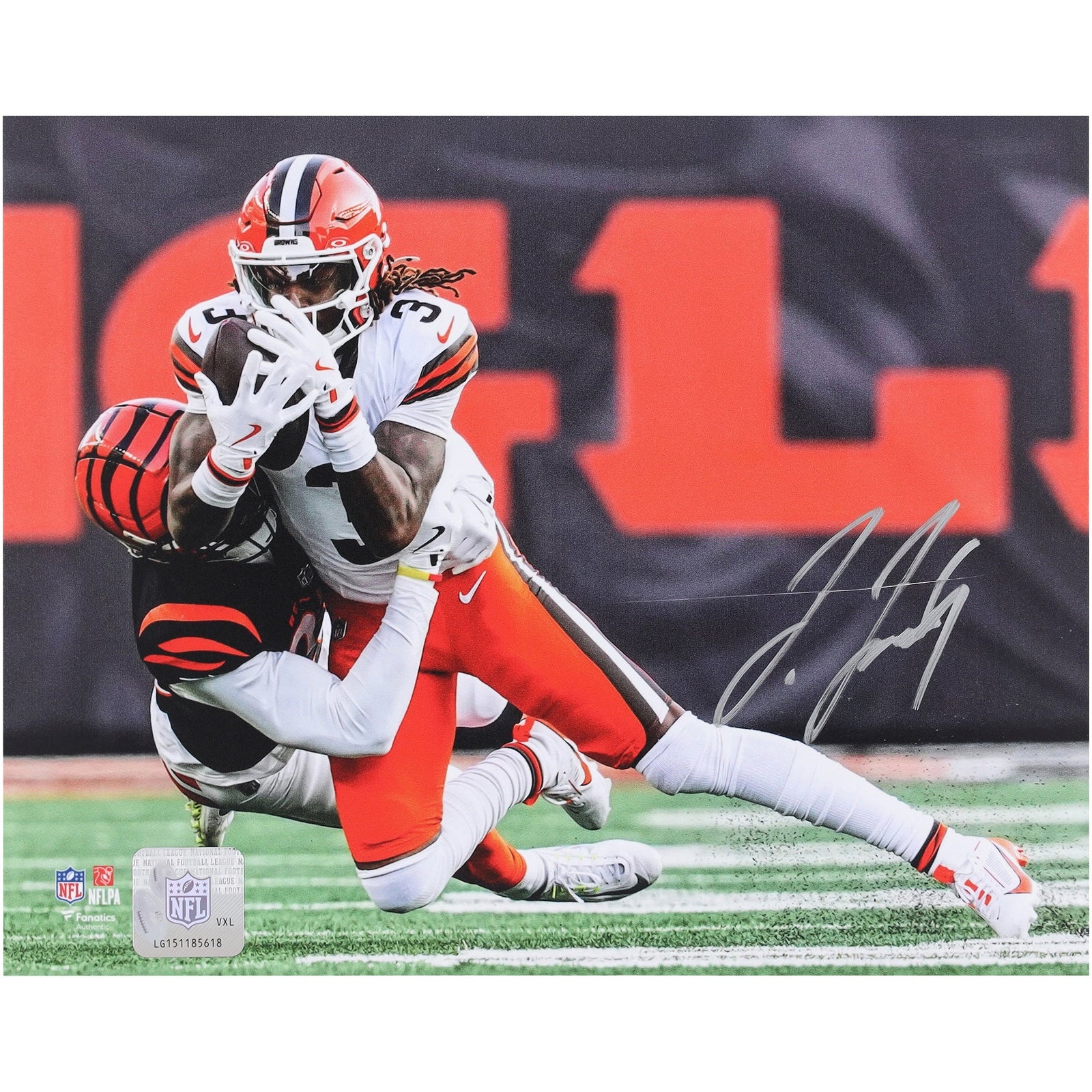 Jerry Jeudy Cleveland Browns Autographed Fanatics Authentic 8" x 10" Diving Catch Photograph - The Ballers Bank