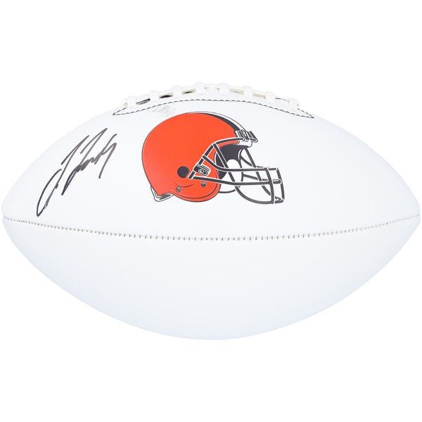 Jerry Jeudy Cleveland Browns Autographed Fanatics Authentic Franklin White Panel Football - The Ballers Bank