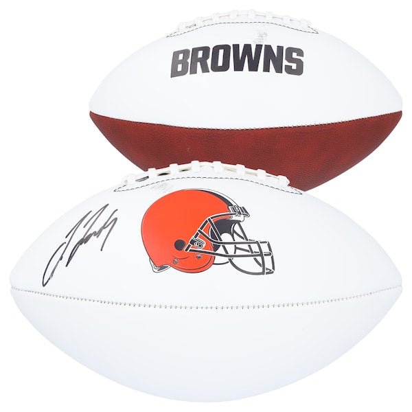 Jerry Jeudy Cleveland Browns Autographed Fanatics Authentic Franklin White Panel Football - The Ballers Bank