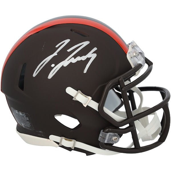 Jerry Jeudy Cleveland Browns Autographed Fanatics Authentic Riddell 2025 Alternate Speed Mini Helmet - The Ballers Bank