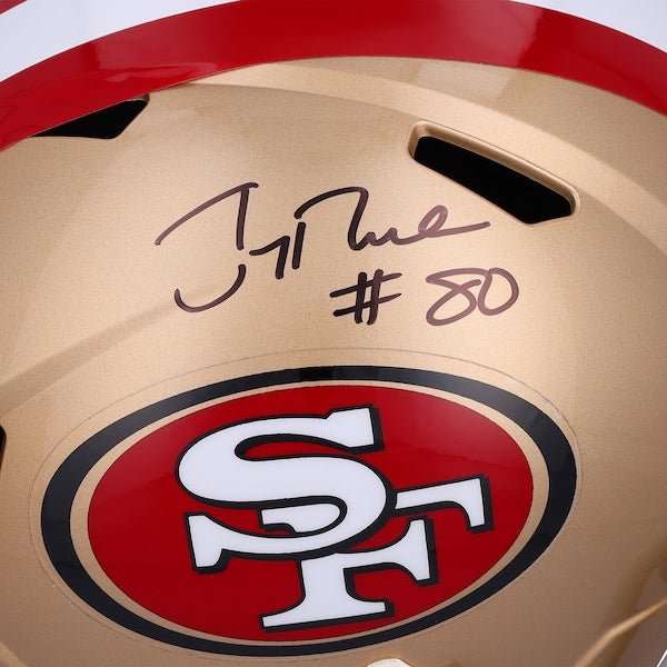 Jerry Rice San Francisco 49ers Autographed Fanatics Authentic Riddell Speed Replica Helmet - The Ballers Bank