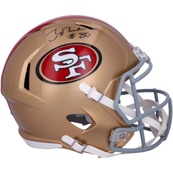 Jerry Rice San Francisco 49ers Autographed Fanatics Authentic Riddell Speed Replica Helmet - The Ballers Bank
