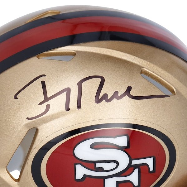 Jerry Rice San Francisco 49ers Fanatics Authentic Autographed Riddell 1996 - 2008 Throwback Logo Speed Mini Helmet - The Ballers Bank