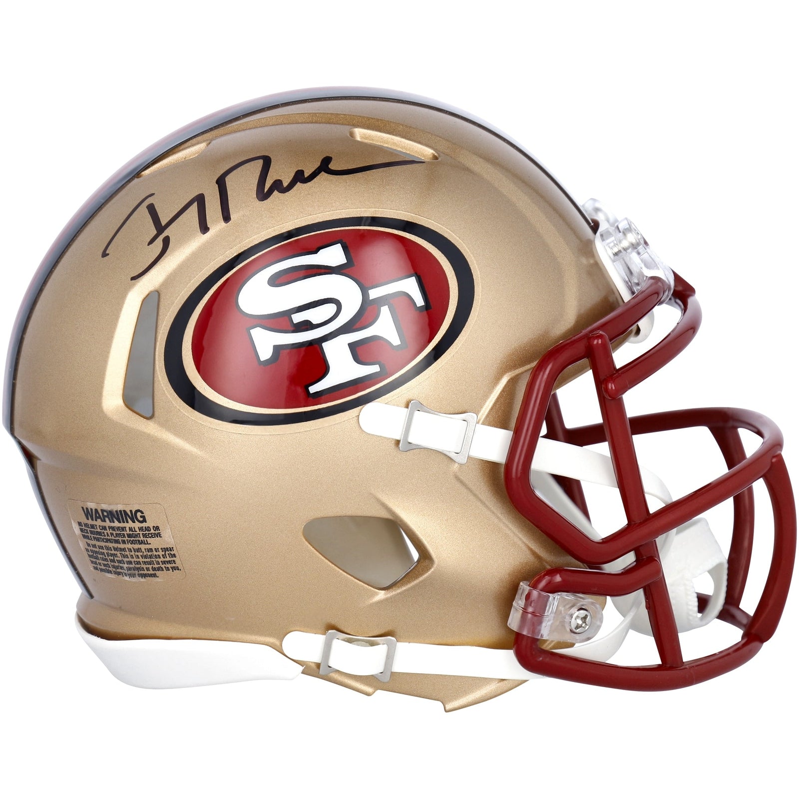 Jerry Rice San Francisco 49ers Fanatics Authentic Autographed Riddell 1996 - 2008 Throwback Logo Speed Mini Helmet - The Ballers Bank